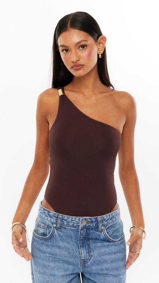 Espresso One-Shoulder Bodysuit