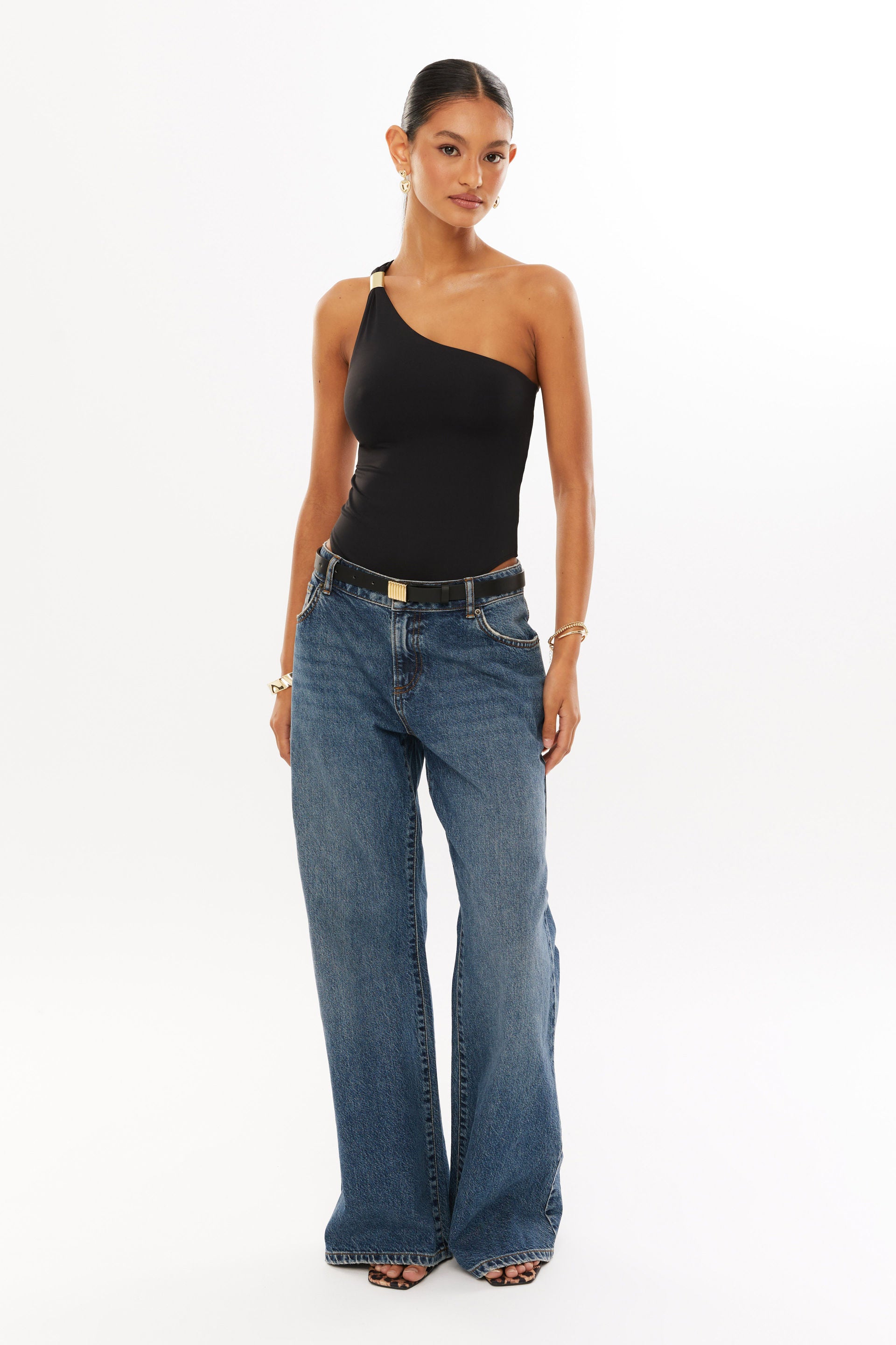 Black One-Shoulder Bodysuit