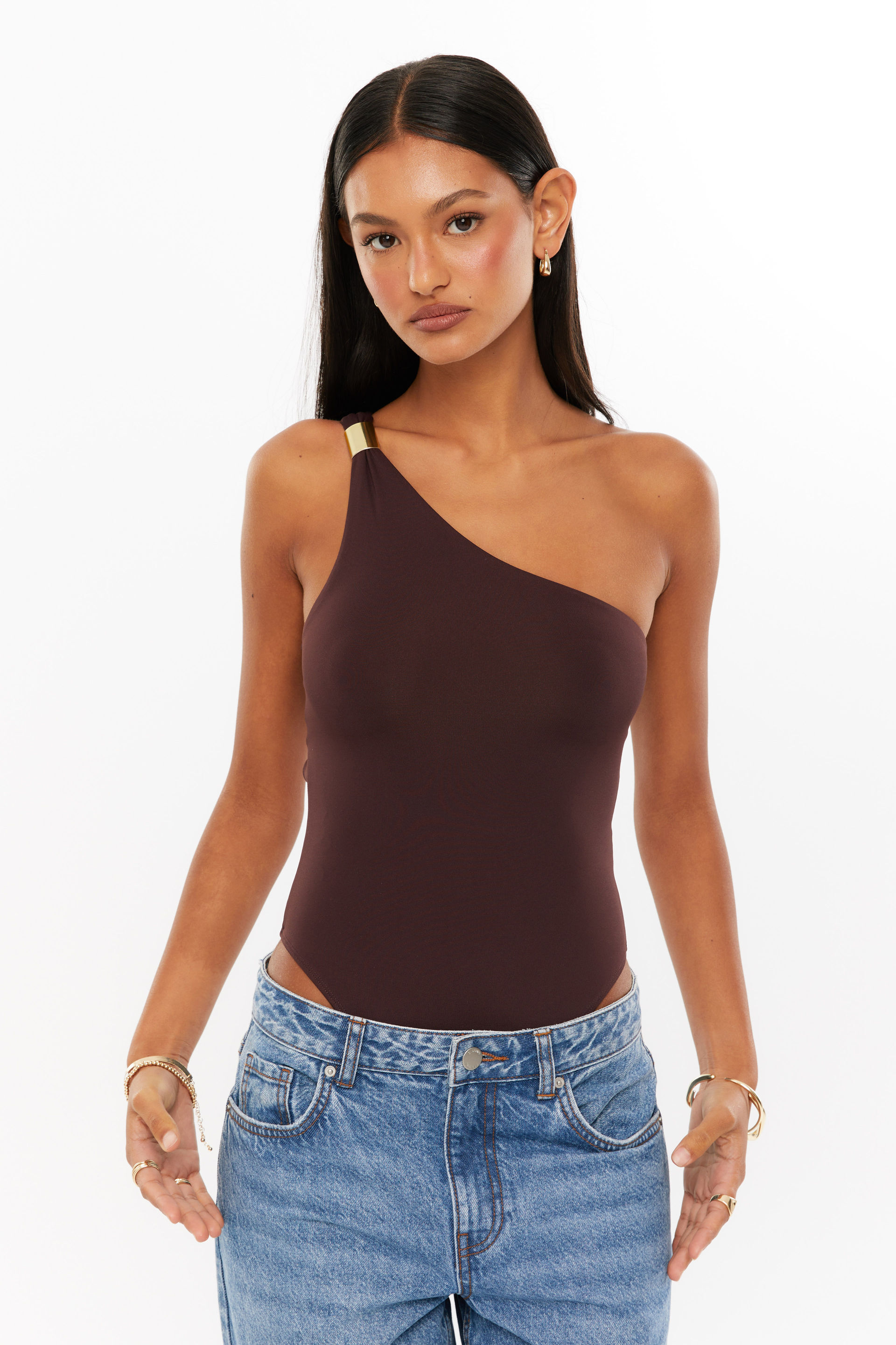 Espresso One-Shoulder Bodysuit